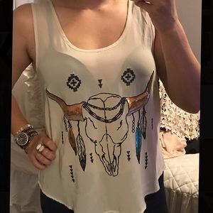 Sequins longhorn skull tank